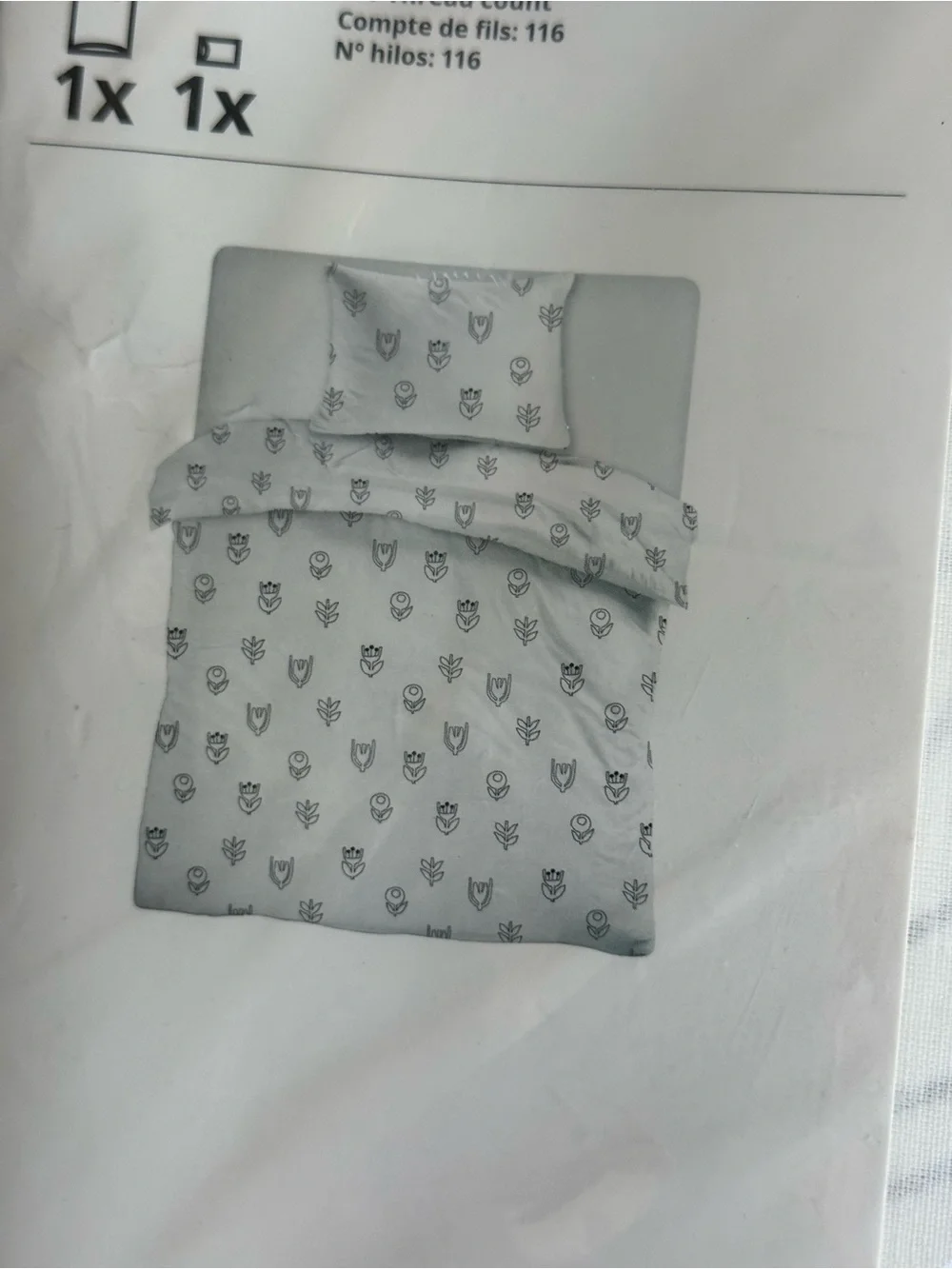 IKEA GRÅSVINGEL Twin Duvet Cover in White with Black Print